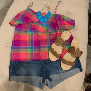 Bright colored plaid tank top